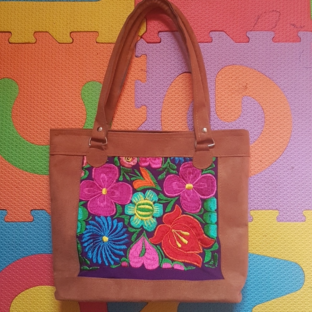 Corduroy Boho Floral Hand Shoulder Bag